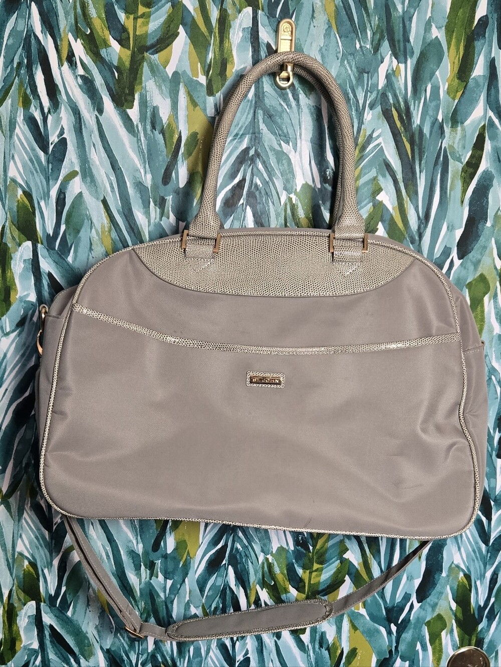 St. John Leather Embossed  Weekender Bag With Strap